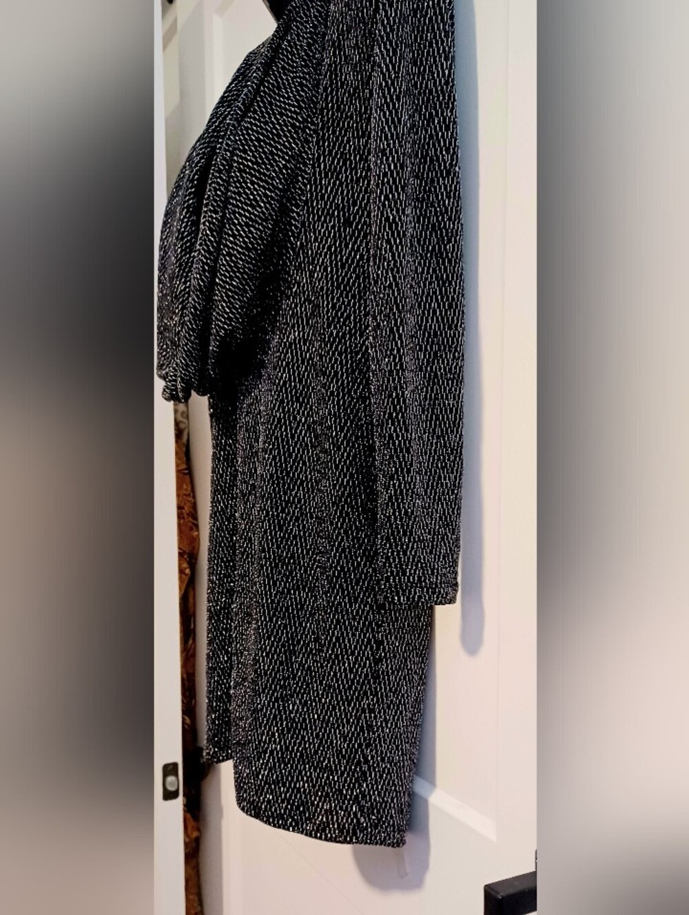 H&M Black Shimmer Knit Deep Cut Front Cowneck Dress